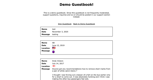 UltraGuest demo guestbook